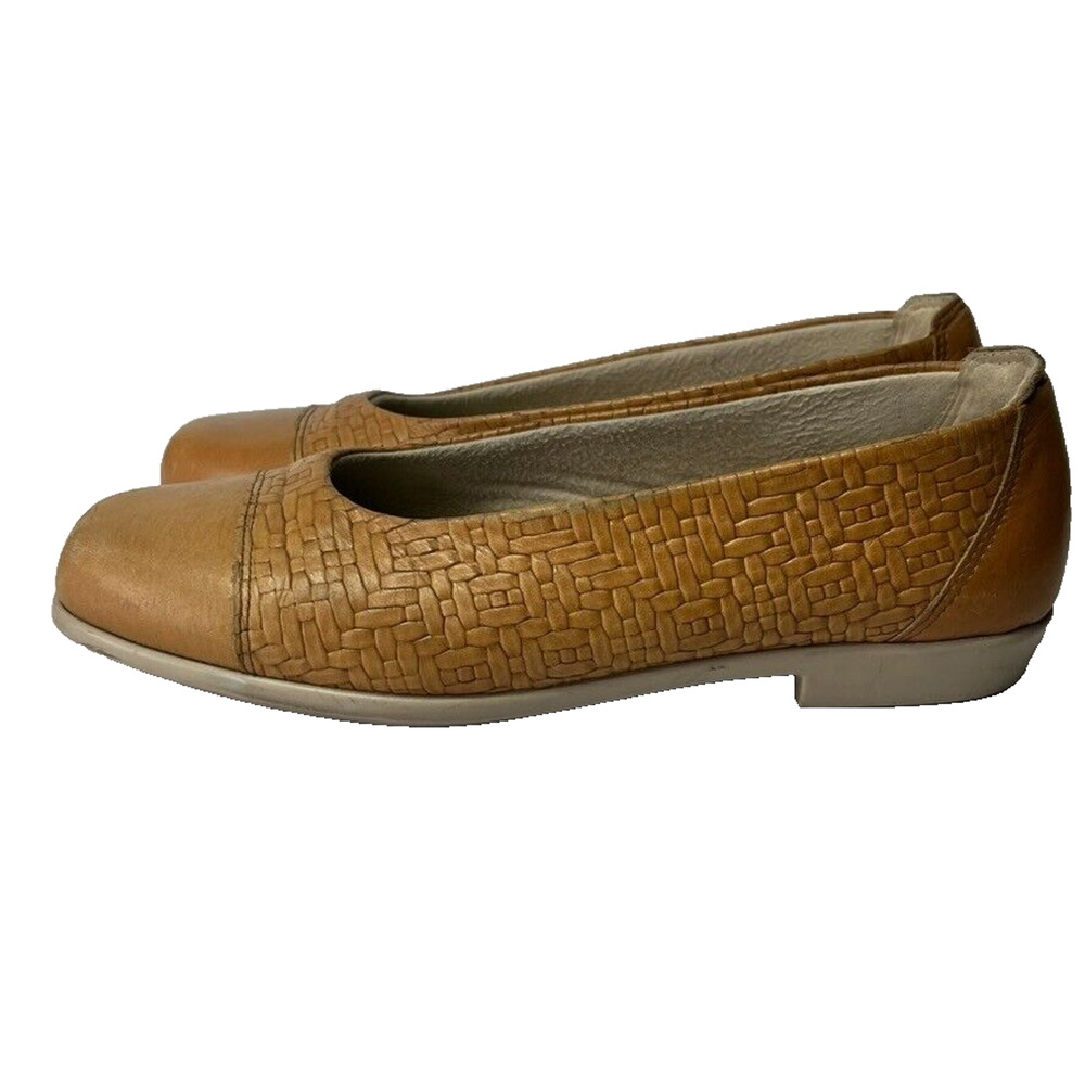 SAS Maui Ballet Flats Shoes Womens 9.5 Loafers Wheat Tan Woven Leather Slip-On - Picture 2 of 13